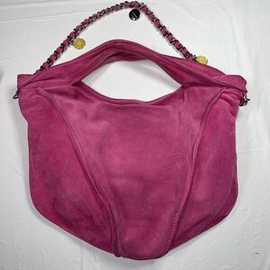 Roccobarocco Sac Pouch Bag Suede Pink Made IN‎ Italy Double Handles